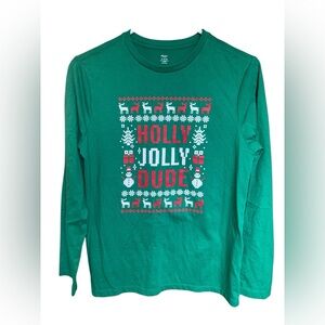 Holiday Time Boys XL Christmas Green Long Sleeve Shirt